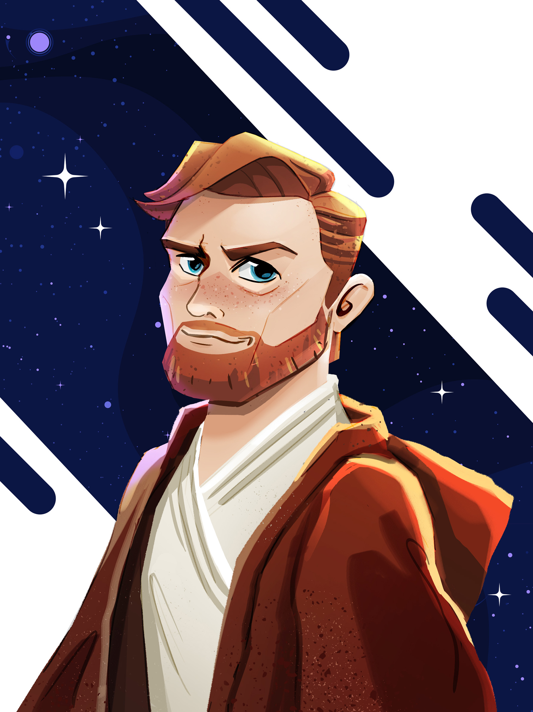 Star Wars Obi-Wan Kenobi in space Illustrations